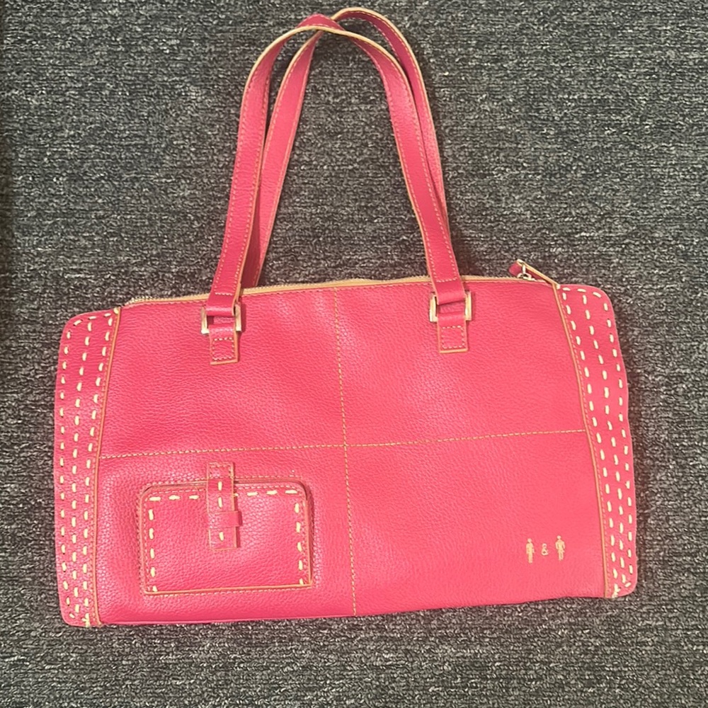 Pink Leather Tote Bag